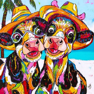 Vrolijke koeien van Happy Paintings