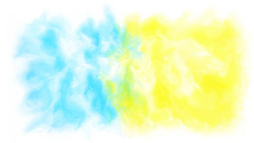 Abstract blauw geel van Maurice Dawson