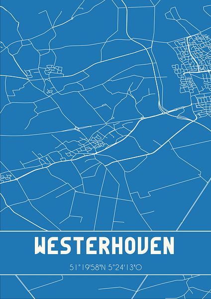 Blueprint | Map | Westerhoven (Noord-Brabant) by Prints of Place