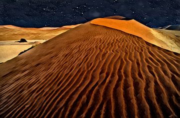 Sossusvlei night dune (Namibia photo painting)