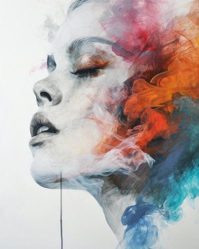Geflüster der Farben - Abstraktes Frauenporträt