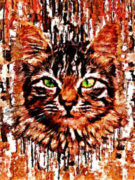 Peinture de tête de chat sur Septi Ade Pamuji