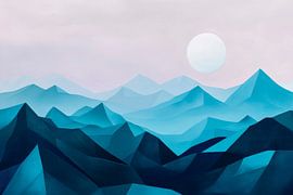 Blaue Berge im Licht des Mondes von Poster Art Shop