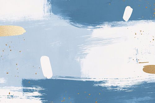 Abstracte blauwe en gouden kunst