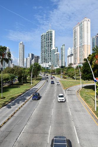 A boulevard of the city in the morning