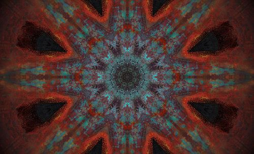 Digitale Kunst, Abstract, Rood, Turquoise, Zwart.