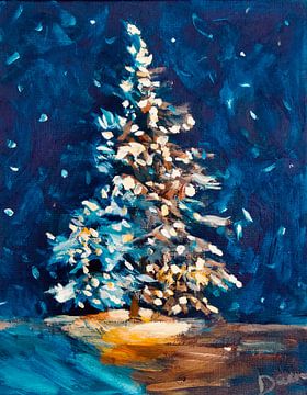 Weihnachtsbaum in der Nacht von Mieke Daenen