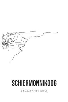 Schiermonnikoog (Fryslan) | Landkaart | Zwart-wit van Rezona