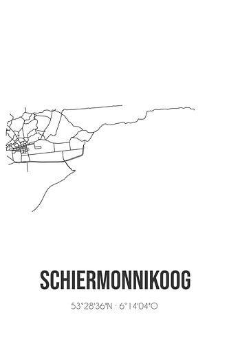 Schiermonnikoog (Fryslan) | Landkaart | Zwart-wit