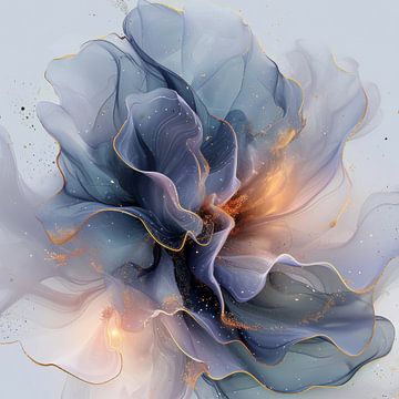 Tableau abstrait de fleurs bleues aux pouvoirs magiques sur Digitale Schilderijen