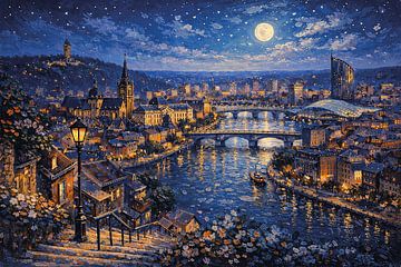 Lüttich, Belgien, ein impressionistisches Gemälde. von Galerie Hoppenbrouwers