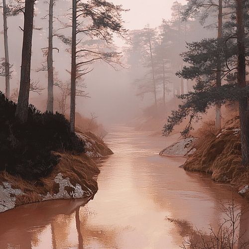 Forest Brook in Silence - Mysticism in Pink and Orange