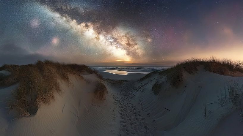 paysage de dunes avec voie lactée îles wadden par Egon Zitter