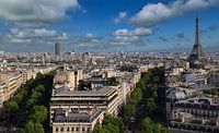 Cityscape of tree-lined boulevards and the Eifel Tower in Paris, France, seen from the top of the Ar by Jan Kranendonk thumbnail