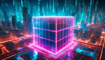 Cube with neon colours by Mustafa Kurnaz