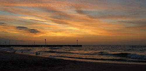 Ambiance de soirée sur la plage de Kolobrzeg