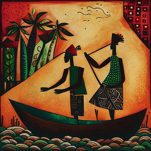 Afrikaanse vissers onderweg