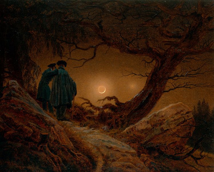 Caspar David Friedrich - Twee mannen die de Maan contempleren van 1000 Schilderijen