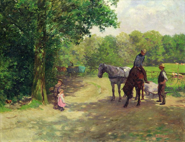 Arthur Siebelist,Landscape with horse and C by finemasterpiece