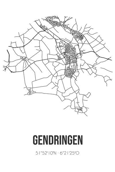 Gendringen (Gelderland) | Map | Black and white by Prints of Place