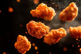 Knusprige Chicken-Nuggets in Bewegung von Poster Art Shop