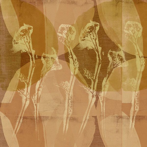 Abstract botanical art in earthy tones. by Dina Dankers