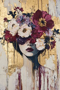 Vrouwelijk portret met bloemen van Imperial Art House