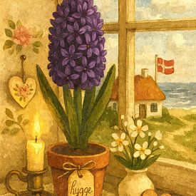 DENEMARKEN - Hygge raam met hyacint van Sabine Wagner