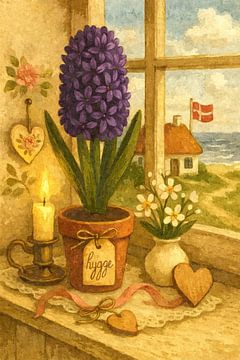 DÄNEMARK – Hyggeliges Fenster mit Hyazinthe