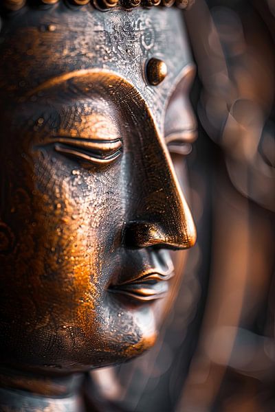 Buddha - Zeitlose Weisheit in Bronzegold von Poster Art Shop