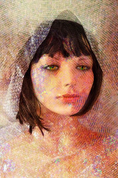 Gestreiftes Porträt einer Frau von Marijke de Leeuw - Gabriëlse