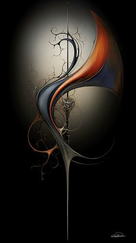 figure abstraite en bleu et orange