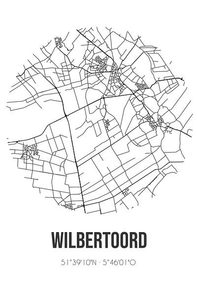 Wilbertoord (Noord-Brabant) | Map | Black and White by Prints of Place