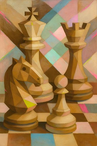 Chess pieces painting.