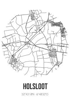 Holsloot (Drenthe) | Landkaart | Zwart-wit van MijnStadsPoster