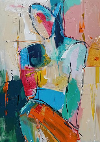 Femme abstraite | Portrait de femme aux couleurs vives
