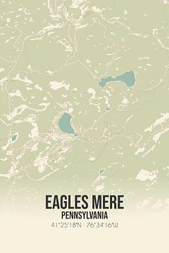 Carte ancienne de Eagles Mere (Pennsylvanie), USA. sur Rezona