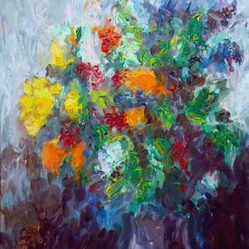 fleurs abstraites dans un vase sur Paul Nieuwendijk