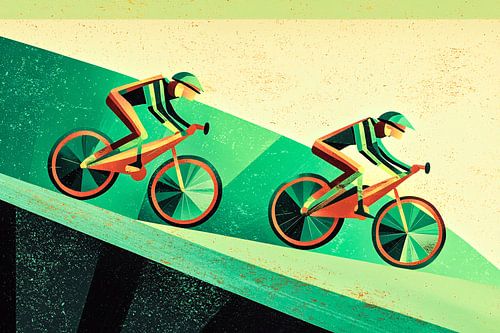 Wielrenners in moderne stijl