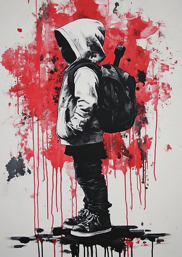 Rebel Red | Junger Rebell mit rotem Hintergrund