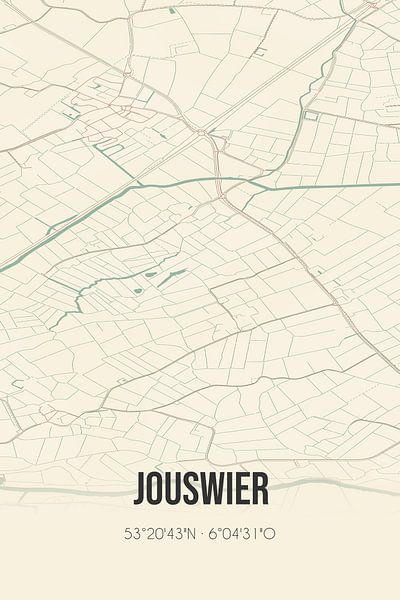 Vintage map of Jouswier (Fryslan) by Prints of Place