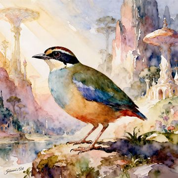 Prachtige vogels van de wereld - Gurney Pitta vogel1 van Johannas Art Creations