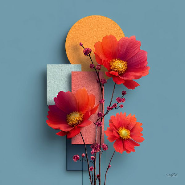 Abstract with flowers by Gelissen Artworks