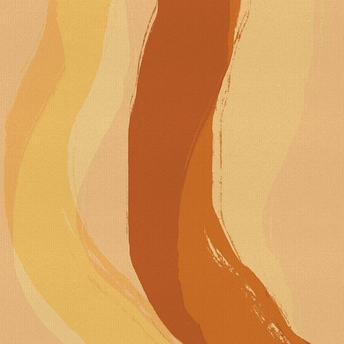 Abstract schilderij in geel, oranje en bruin