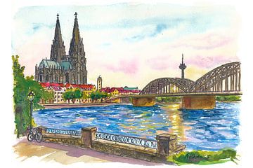 Kölner Dom und Hohenzollernbrücke Reise Kunst Warmer Nachmittag von Markus Bleichner