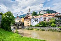 View of historic old town Murau in the Austrian Alps