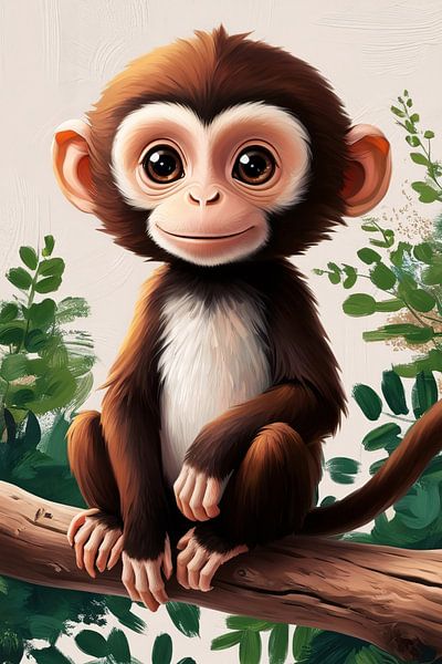 Cute monkey on a branch by Art & Soul Creations