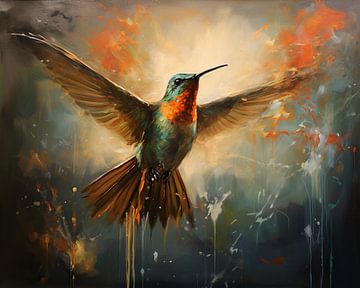 Beauté volatile - œuvre d'art colibri sur Blikvanger Schilderijen