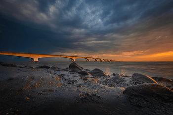 Sunrise over the Zeeland Bridge