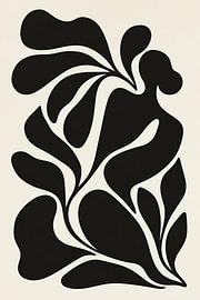Matisse Inspired Abstract Black Art, Organic Shapes, Minimalist Modern Artwork